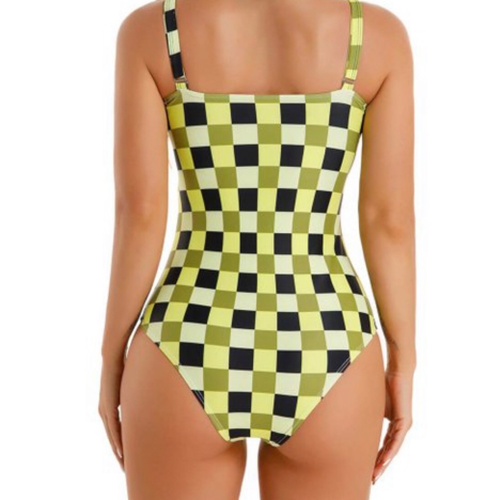 Women's Doris  Black & Green Plaid One-Piece